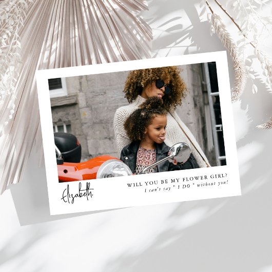 Minimale Chic Script Photo Bloemenmeisje-voorstel