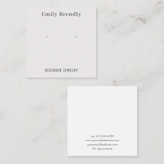 Minimale Chic Sieraden Oorbel Display Visitekaartj Vierkante Visitekaartje (Voorkant / Achterkant)