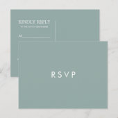 Minimale chic Stofblauwe Trouw RSVP MAALTIJDKEUZE Uitnodiging Briefkaart (Voorkant / Achterkant)
