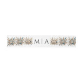Minimale Chic Stofblauwe Witte Monogram Pampas Gra Uitnodigingen Wikkel (Vlak)