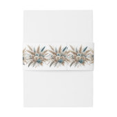 Minimale Chic Stofblauwe Witte Monogram Pampas Gra Uitnodigingen Wikkel (Achterkant Voorbeeld)