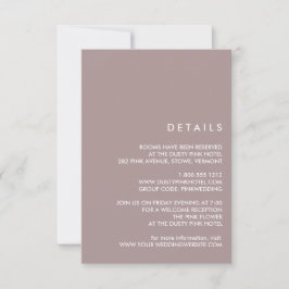 Minimale Chic Stofpluim |  Details voor trouwgaste Kaart