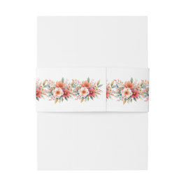 Minimale Chic Terracotta Witte Monogram Bloemen Uitnodigingen Wikkel