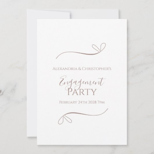Minimale Chic Wedding Engagement Party Kaart (Achterkant)