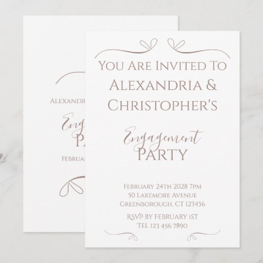 Minimale Chic Wedding Engagement Party Kaart (Voorkant / Achterkant)