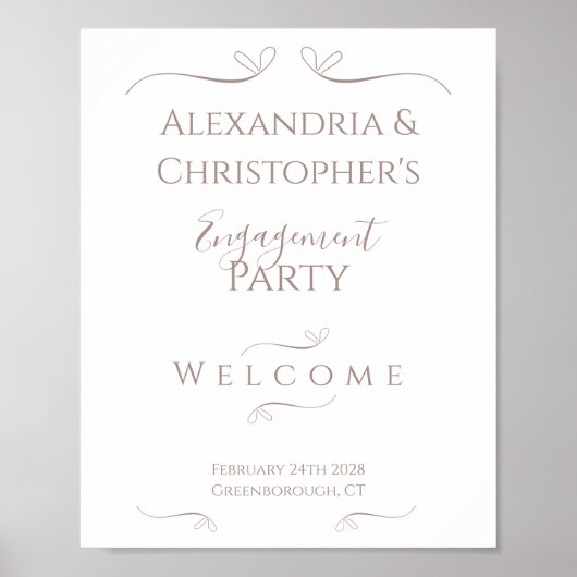 Minimale Chic Wedding Engagement Party Welkom Poster (Voorkant)