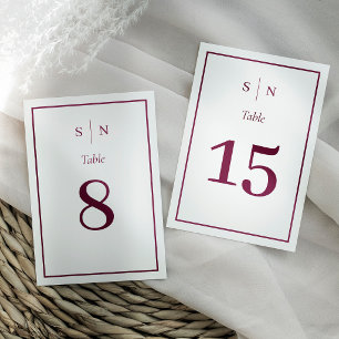 Minimale Chic Witte en bordeauxrode rand trouwka Kaart
