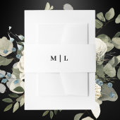 Minimale Chic Witte & Zwarte Monogram Trouwfeest Uitnodigingen Wikkel