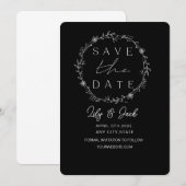 Minimale Chic Zwart en Wit  Save The Date (Voorkant / Achterkant)