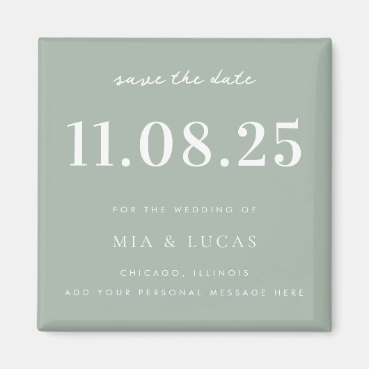 Minimale chique bruiloft datum niet-foto opslaan v magneet (Voorkant)