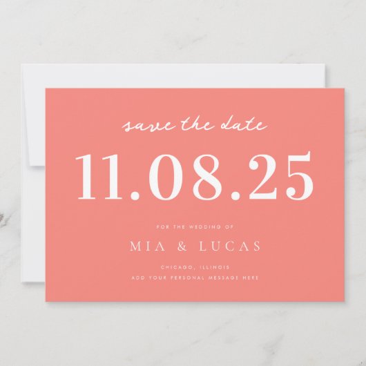 Minimale chique bruiloft datum niet-foto opslaan v save the date (Voorkant)