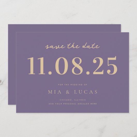 Minimale chique bruiloft datum niet-foto opslaan v save the date (Voorkant / Achterkant)