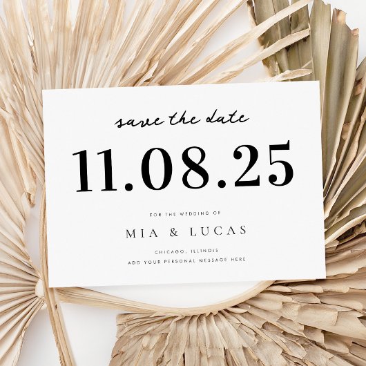 Minimale chique bruiloft datum niet-foto opslaan v save the date