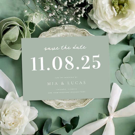 Minimale chique bruiloft datum niet-foto opslaan v save the date
