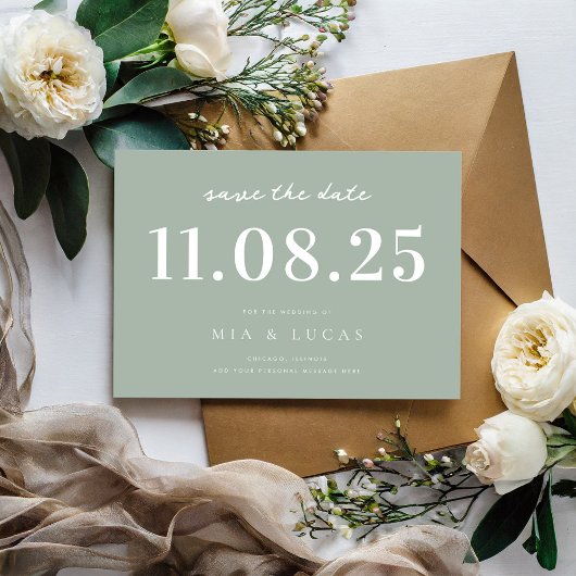 Minimale chique bruiloft datum niet-foto opslaan v save the date
