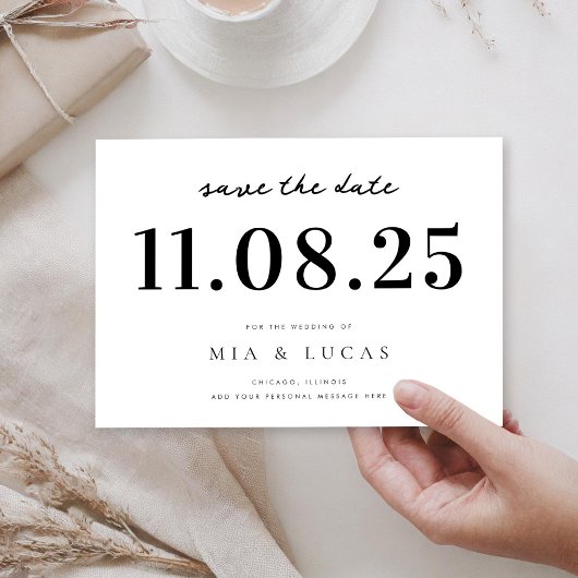 Minimale chique bruiloft datum niet-foto opslaan v save the date