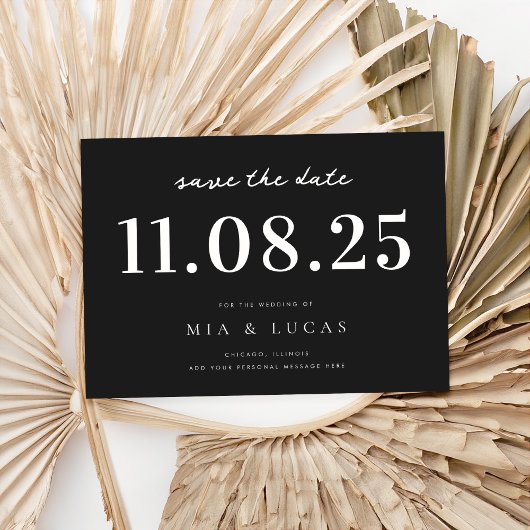 Minimale chique bruiloft datum niet-foto opslaan v save the date