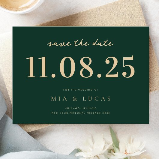 Minimale chique bruiloft datum niet-foto opslaan v save the date