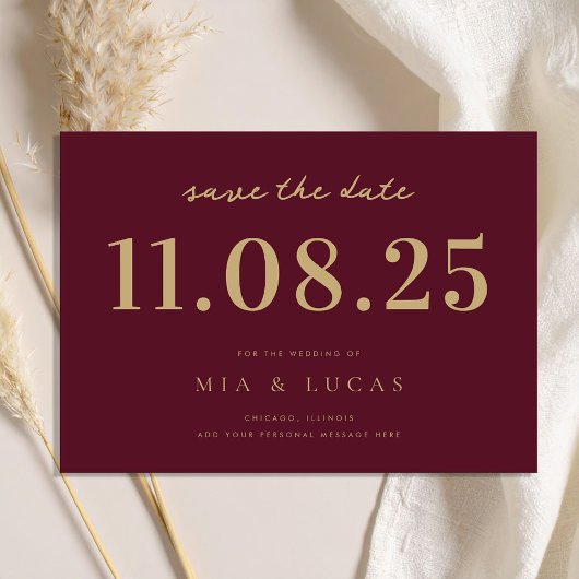 Minimale chique bruiloft datum niet-foto opslaan v save the date