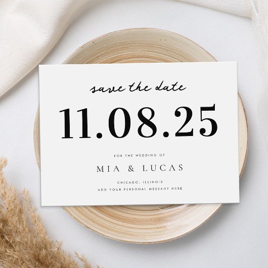 Minimale chique bruiloft datum niet-foto opslaan v save the date