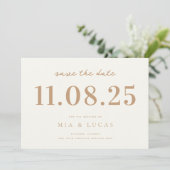 Minimale chique bruiloft datum niet-foto opslaan v save the date (Staand voorkant)