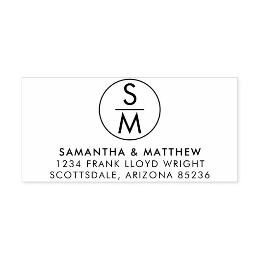 Minimale chique bruiloft Monogram retouradres Zelfinktende Stempel (Design)