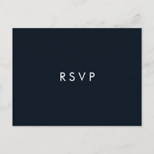 Minimale chique donkerblauw Bruiloft RSVP MAALTI Uitnodiging Briefkaart