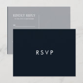 Minimale chique donkerblauw | Bruiloft RSVP MAALTI Uitnodiging Briefkaart (Voorkant / Achterkant)