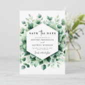 Minimale chique Eucalyptus digitale bruiloft Save The Date (Staand voorkant)