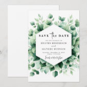 Minimale chique Eucalyptus digitale bruiloft Save The Date (Voorkant / Achterkant)