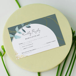 Minimale chique Eucalyptus groen en gouden accente RSVP Kaartje