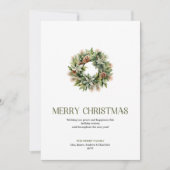 Minimale chique kerstkrans Sage Gold Schrift Feestdagenkaart (Voorkant)