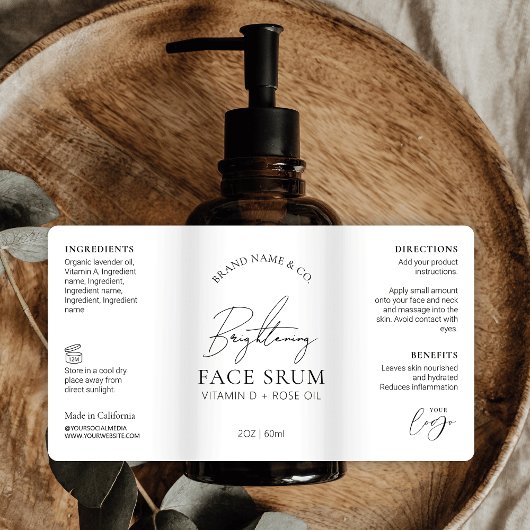 Minimale chique Logo serum 2OZ druppelpompfles Etiket