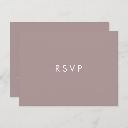 Minimale chique pruim | Bruiloft RSVP MAALTIJD KEU Uitnodiging Briefkaart (Voorkant / Achterkant)