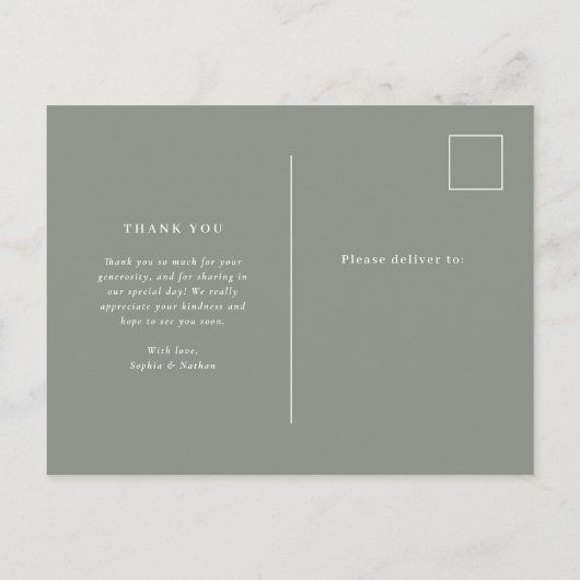 Minimale chique | Sage Green Foto Dank u Briefkaart (Achterkant)