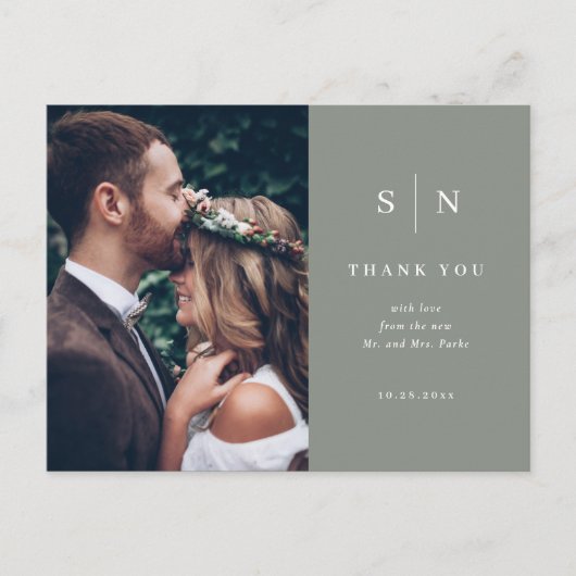 Minimale chique | Sage Green Foto Dank u Briefkaart (Voorkant)