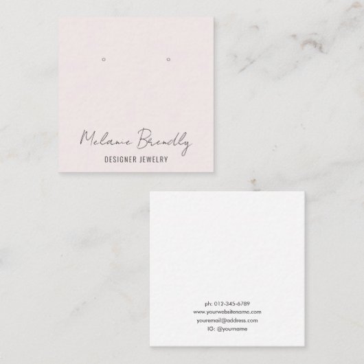 Minimale chique sieraden oorbel display vierkante visitekaartje (Voorkant / Achterkant)