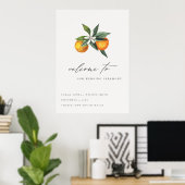 Minimale chique Sinaasappel Boho Botanische bruilo Poster (Thuiskantoor)