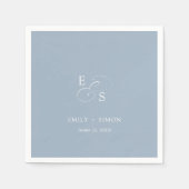 Minimale chique stoffige blauwe bruiloft servet (Voorkant)