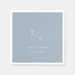 Minimale chique stoffige blauwe bruiloft servet