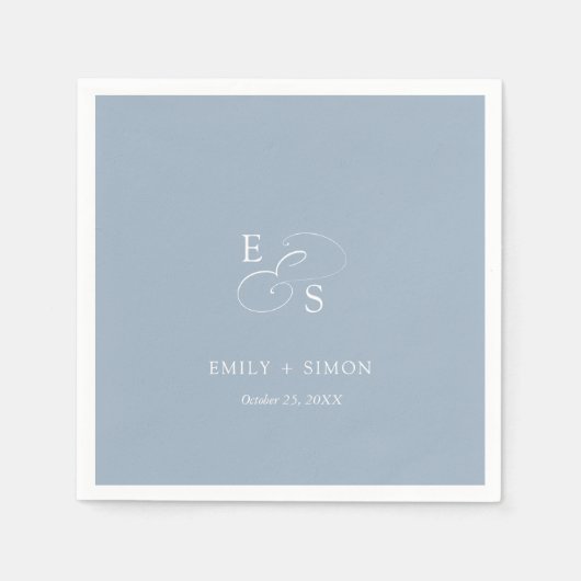 Minimale chique stoffige blauwe bruiloft servet (Voorkant)