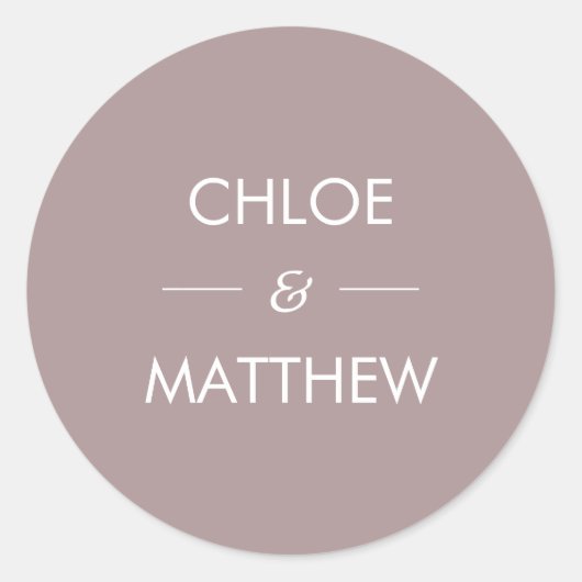 Minimale chique stoffige pruim | Huwelijksdouane Ronde Sticker (Voorkant)