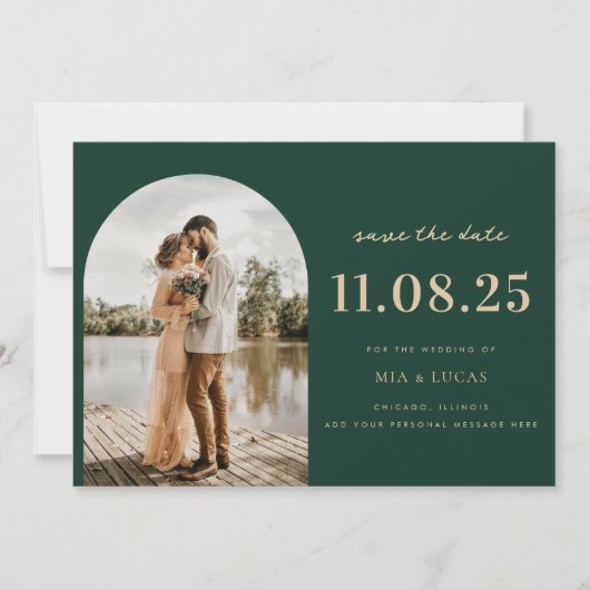 Minimale chique trouwfoto bewaar de datum save the date (Voorkant)