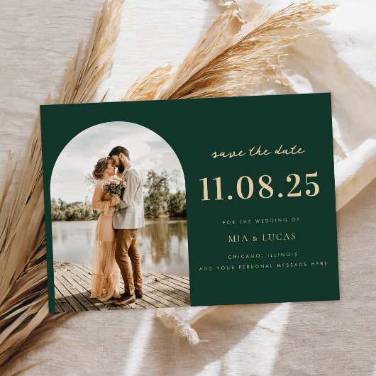 Minimale chique trouwfoto bewaar de datum save the date