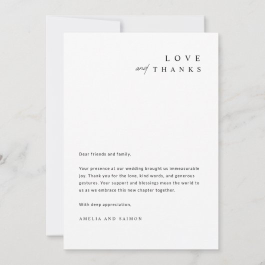 Minimale chique trouwfoto Dank u kaart (Achterkant)