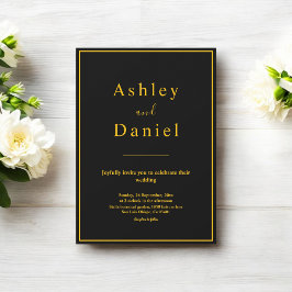 Minimale chique zwart en goud elegante luxe bruilo kaart