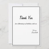 Minimale chique zwart-wit elegante 1e verjaardag bedankkaart (Voorkant)