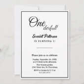 Minimale chique zwart-wit elegante 1e verjaardag kaart (Voorkant)