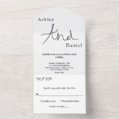 Minimale chique zwart-wit elegante bruiloft all in one uitnodiging (Binnen)