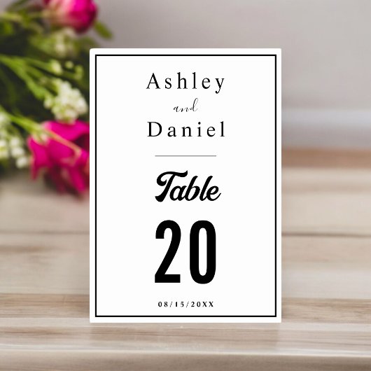 Minimale chique zwart-wit elegante bruiloft kaart